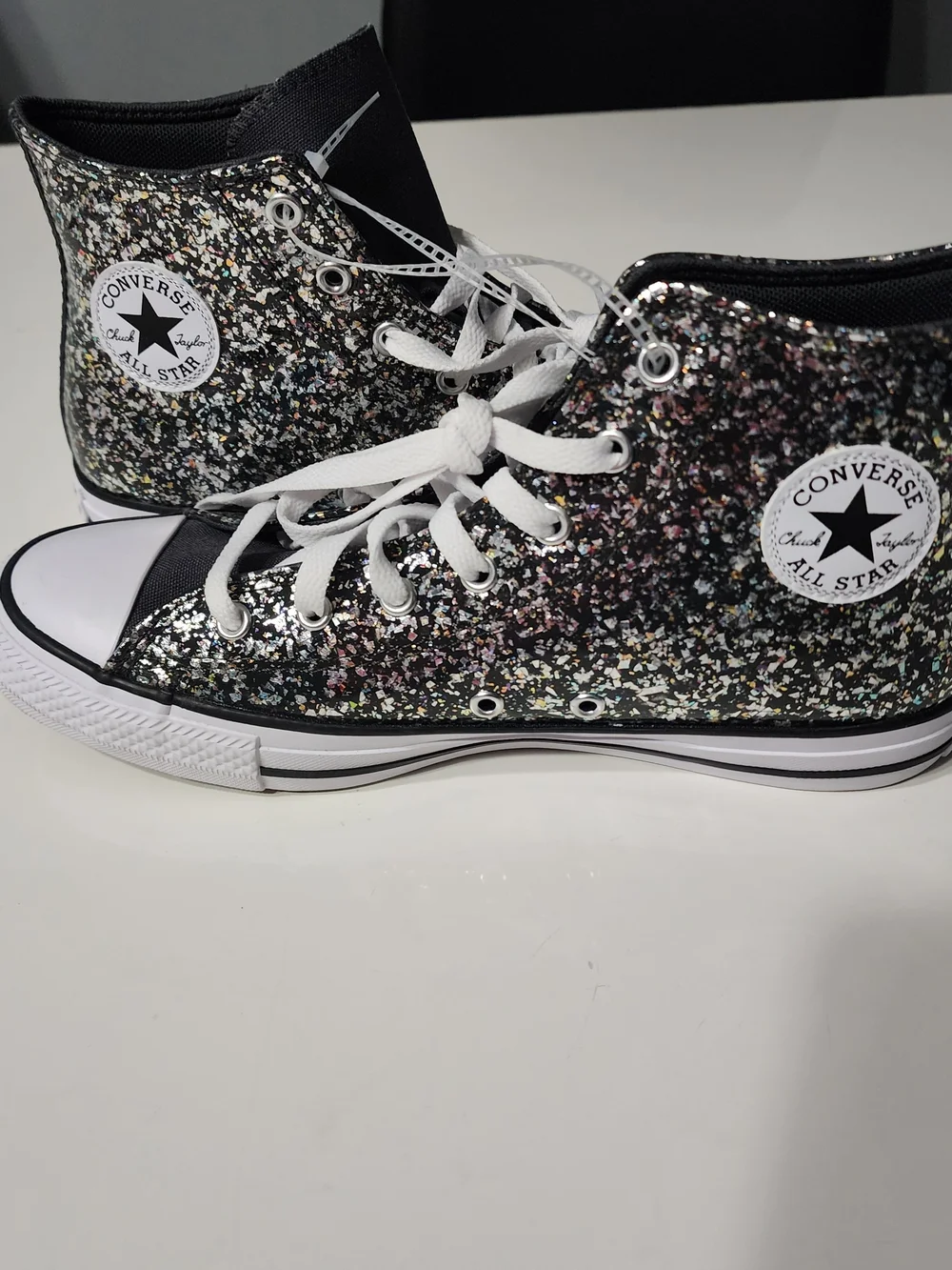 Converse Youth High Top Sneakers in Black with Glitter